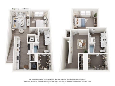 Floor plan for 2 beds, 2 baths, 1421 sqft